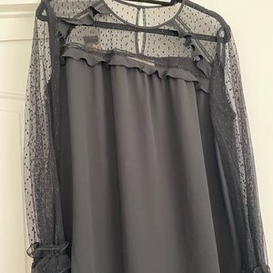Loft Long Sleeve Sheer Dot Blouse
